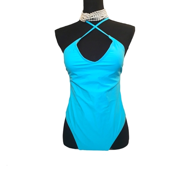One Piece Turquoise Swimsuit - Picture 2 of 7